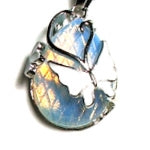 Opalite Tear Drop Plated Butterfly Pendant