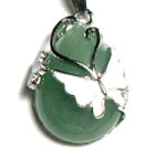 Green Aventurine Tear Drop Plated Butterfly Pendant