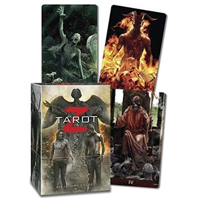 Tarot Z Deck by Alejandro Colucci & Jaymi Elford – a 78-card Rider-Waite-Smith-based deck with vivid zombie apocalypse illustrations.
