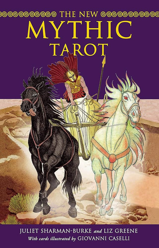 The New Mythic Tarot by Juliet Sharman-Burke & Liz Greene – a 78-card deck reimagining Greek myths with updated illustrations by Giovanni Caselli.

