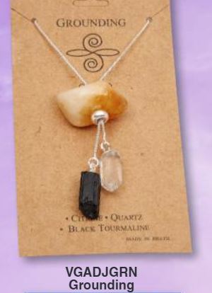 Grounding: Citrine, Black Tourmaline & Clear Quartz - Plated Adjustable Positive Vibes Necklace Brazil