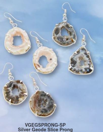 Agate Geode Slice Prong Earrings - Brazil