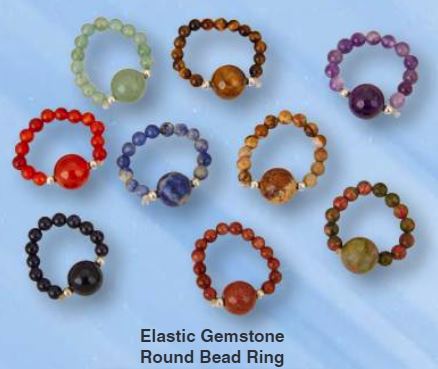 Assorted Stones 4mm Bead Ring with 10mm Bead