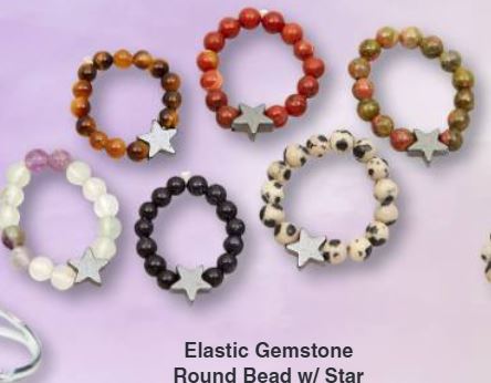 4mm Bead Gemstone Ring with Hematite Star Spacer - Mix Stones