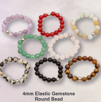 4mm Bead Gemstone Ring with Metal Spacer - Mix Stones
