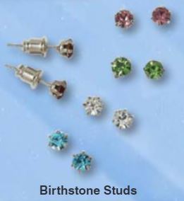 Cubic Zircon Birthstone Metal Studs Earrings