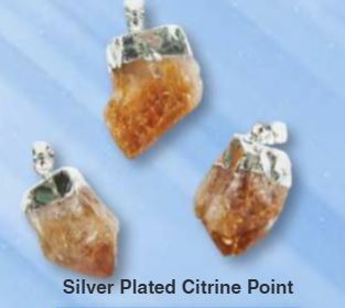 Citrine Point Silver Plated Pendant