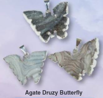 Druzy Agate Butterfly Pendant Brazil