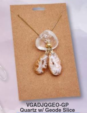 Quartz With Geode Slice Stone Gold Plated Adjustable Necklace Brazil