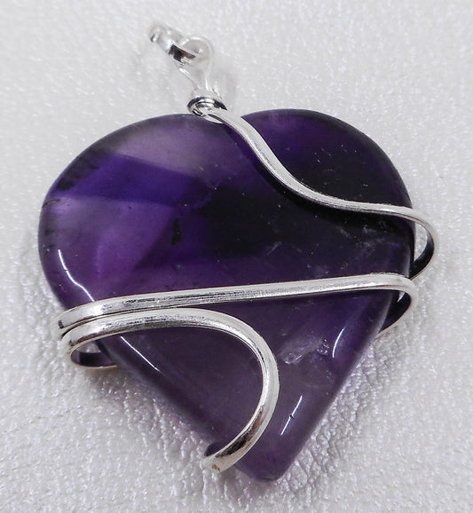 Amethyst Heart Wrapped Pendant Style #704