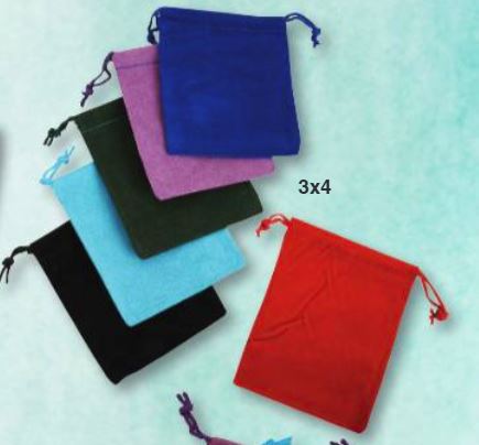 3" x 4" Felt Velvet Pouch Bag - Assorted Colors