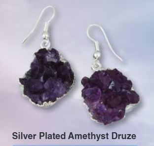 Amethyst Druze Cluster Plated Earrings - Brazil