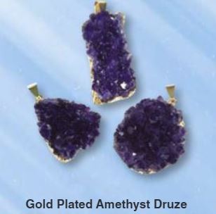 Amethyst Druze Gold Plated Cluster Pendant - Brazil
