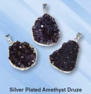 Amethyst Druze Silver Plated Cluster Pendant - Brazil