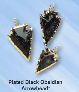 Black Obsidian Arrow Head Gold Plated Pendant