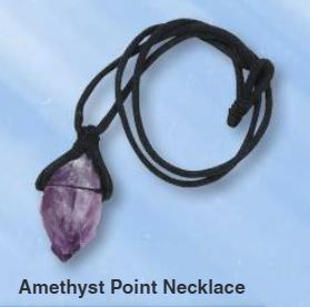Amethyst Point On Black Waxed Cord Mineral Necklace