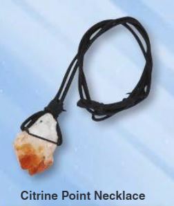 Citrine Point On Black Waxed Cord Mineral Necklace