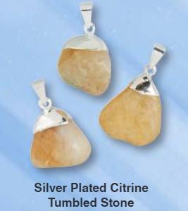 Citrine Tumbled Stone Pendant Silver Plated