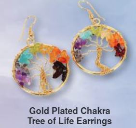 Chakra Stones Tree Of Life Gold Plated Ring Earrings