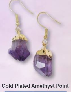 Amethyst Point Gold Plated Earrings Brazil