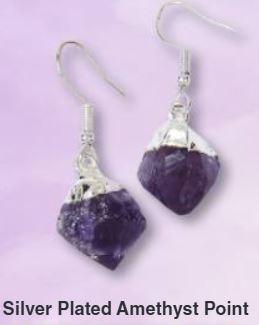 Amethyst Point Silver Plated Earrings Brazil
