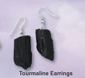 Black Tourmaline Natural Raw Earrings - Brazil