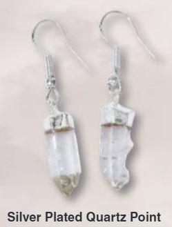 Clear Quartz Point Silver Plated Earrings Brazil