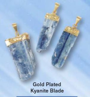 Blue Kyanite Natural Blade Gold Plated Pendant - Brazil
