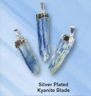 Blue Kyanite Natural Blade Silver Plated Pendant - Brazil