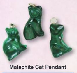 Malachite Polished Cat Shaped Pendant