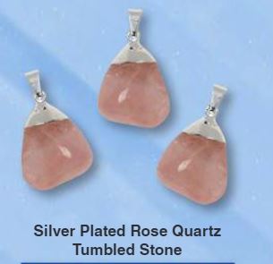 Rose Quartz Tumbled Stone Pendant Silver Plated
