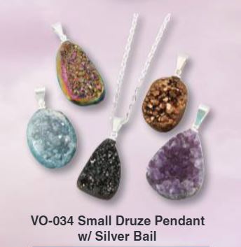 Amethyst Small Druze Titanium Aura Plated Pendant with Silver Bail