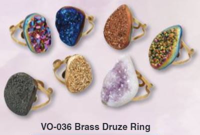 Amethyst Druze Titanium Aura Plated Brass Adjustable Ring