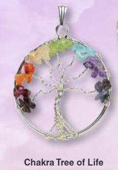 7 Chakra Chips Stones Tree Of Life Wire Wrapped Pendant