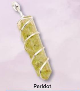 Peridot Orgone Coil Wrapped Point Pendant