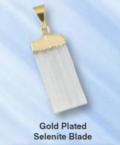 Selenite Natural Blade Gold Plated Pendants