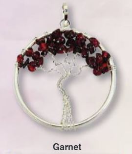 Garnet Tree Of Life Wire Wrapped Pendant
