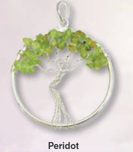 Peridot Tree Of Life Wire Wrapped Pendant