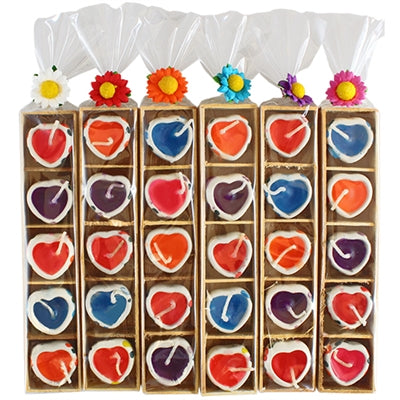 Heart Candles Tray Pack of 5 - Assorted Color