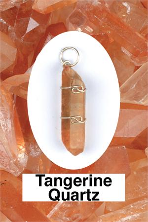 Tangerine Quartz Natural Point SS Wire Wrap Pendant
