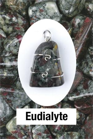 Eudialyte Polished Tumbled SS Wire Wrap Pendant