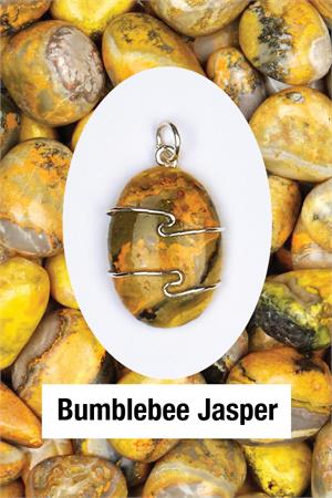 Bumblebee Jasper Oval Cab SS Wire Wrap Pendant