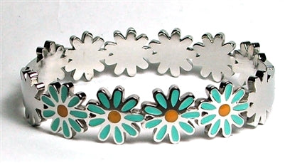Flower Turquoise Color STAINLESS STEEL CUFF BRACELET
