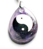 Amethyst Drop Yin Yang Engraved Drilled Swivel Pendant