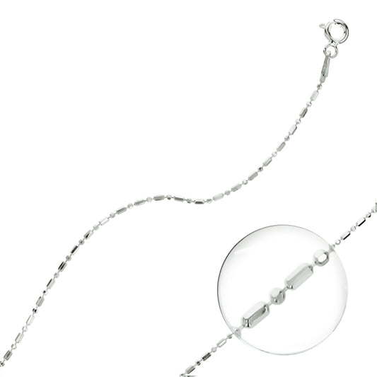 20" 1.2mm Diamond-Cut Ball Bar .925 Sterling Silver Chain