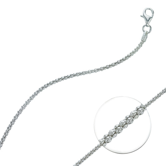 24" 2.2mm Diamond-Cut Popcorn .925 Sterling Silver Chain