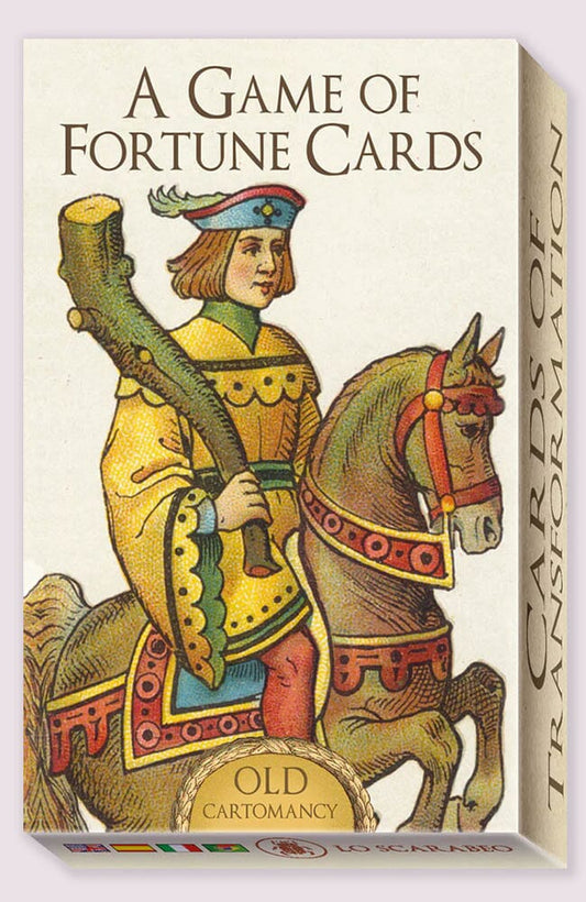 A Game of Fortune Cards by Lo Scarabeo – 40-card deck featuring vintage illustrations from the Old Cartomancy collection, offering a glimpse into historical divination practices.
