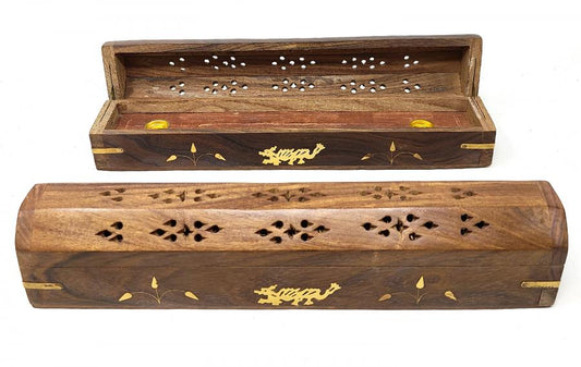 Dragon Inlaid Wood Box Burner 12"L