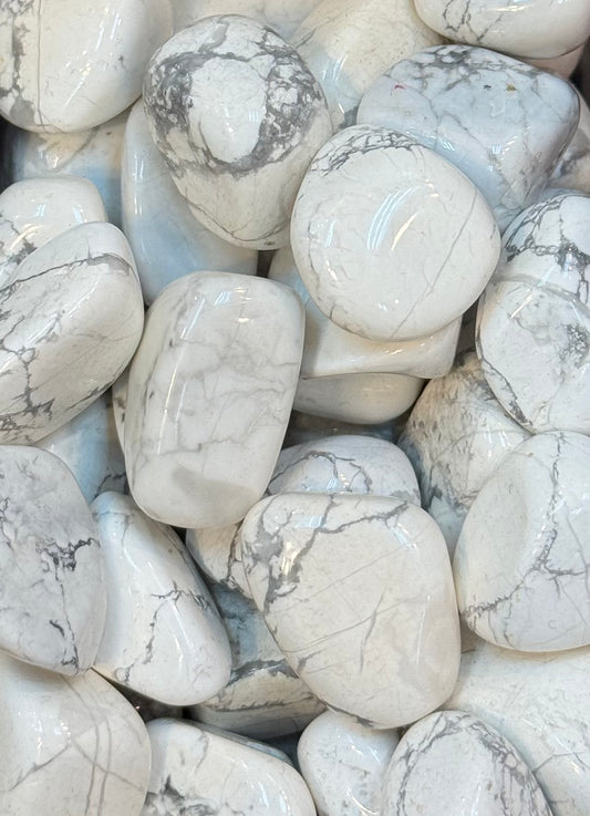 Africa's Howlite Crystal Tumbled – polished howlite stones from Africa, known for calming and stress relief properties.
