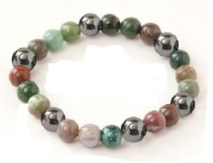 Agate With Magnetic Hematite 8MM Beaded Bracelets - Lucky Magnetic Hematite
